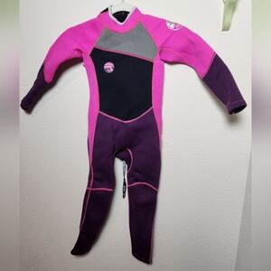 HiSea Sport Scuba Donkey Full Body 2.5mm Girl's Wetsuit Size 8 Pink Purple Black
